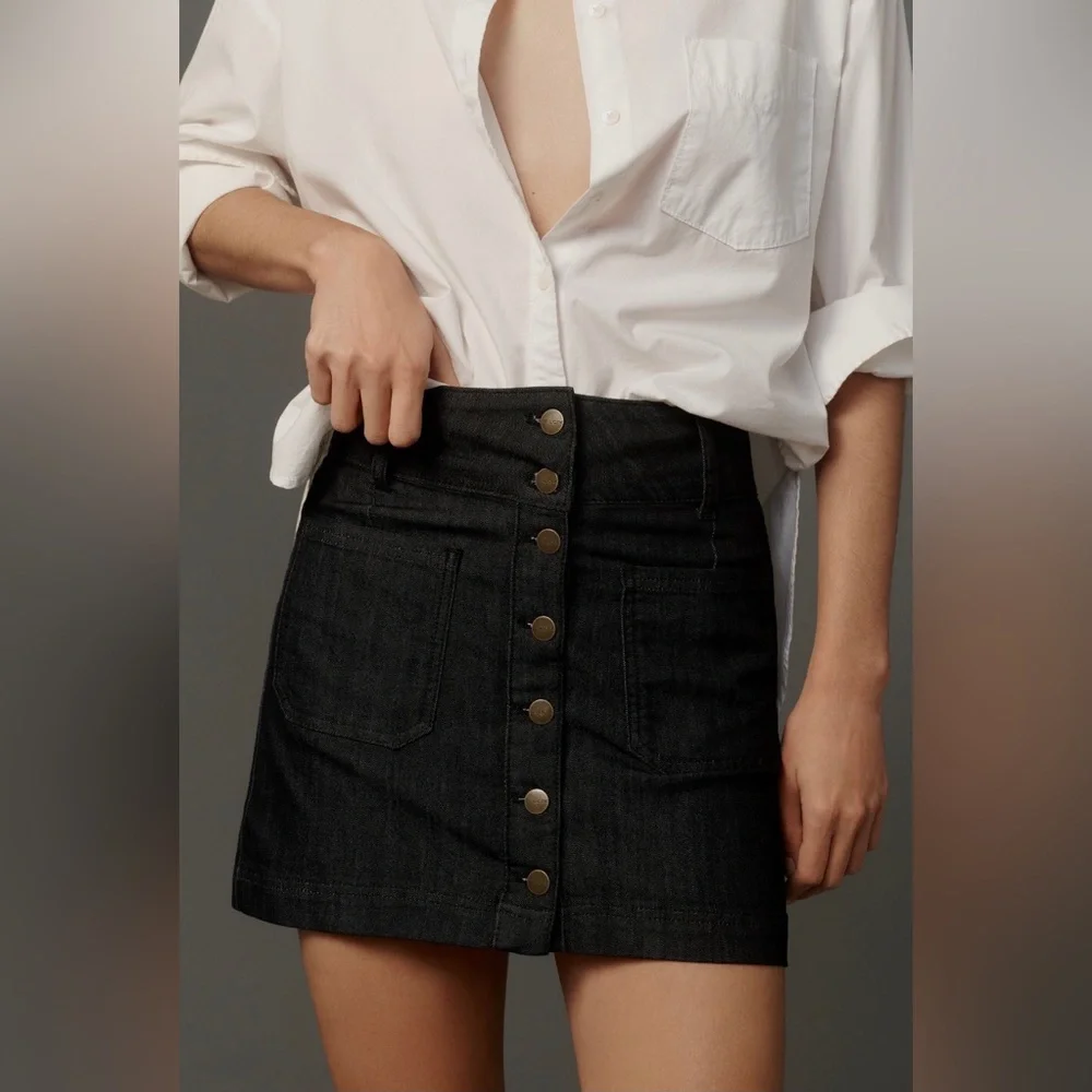 NWT Anthropologie Pilcro Button-Front Denim Mini Skirt, Size 14 - Picture 5 of 7